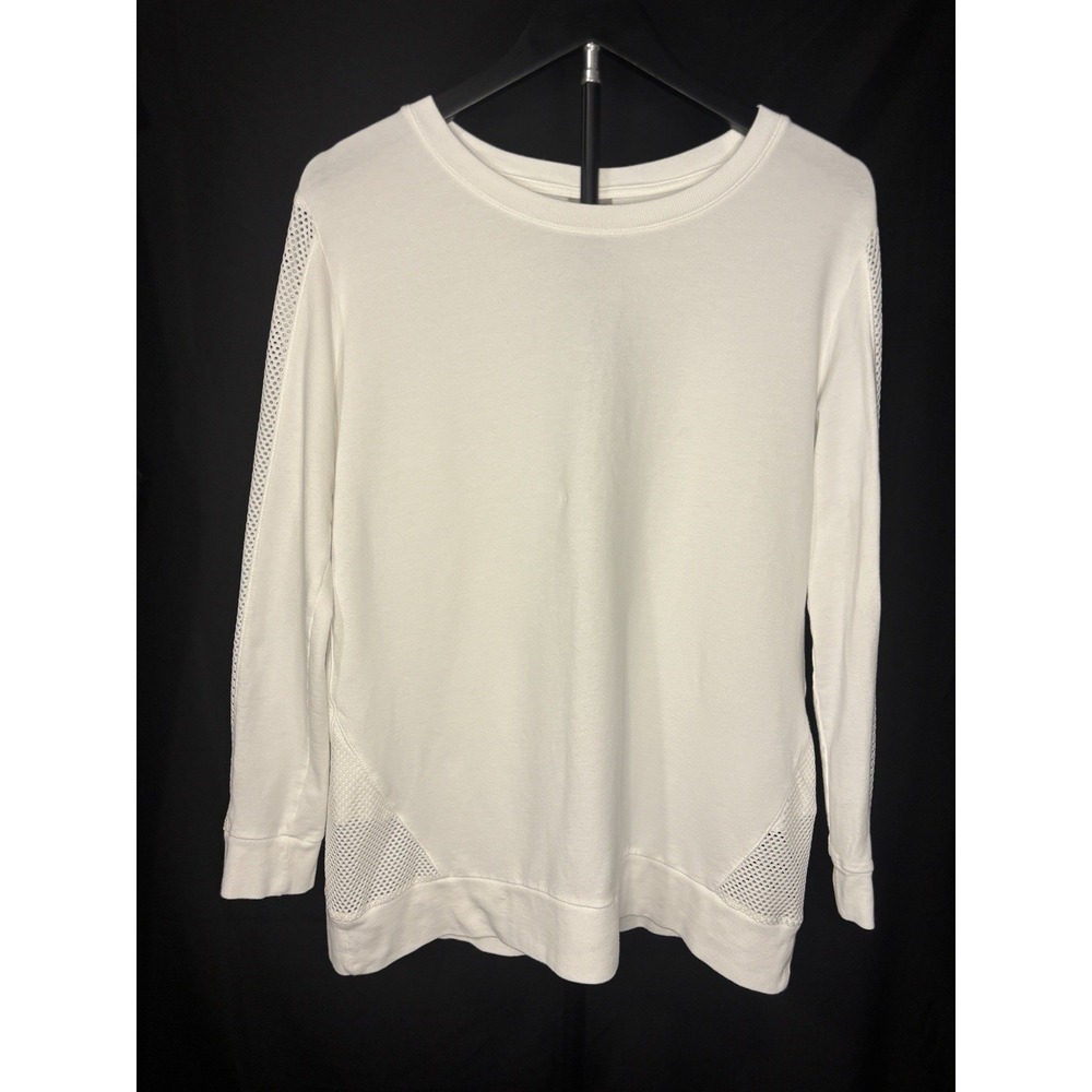 Chico's Zenergy Womens White Mesh Panel Pullover Sweatshirt Casual Top 0 Active